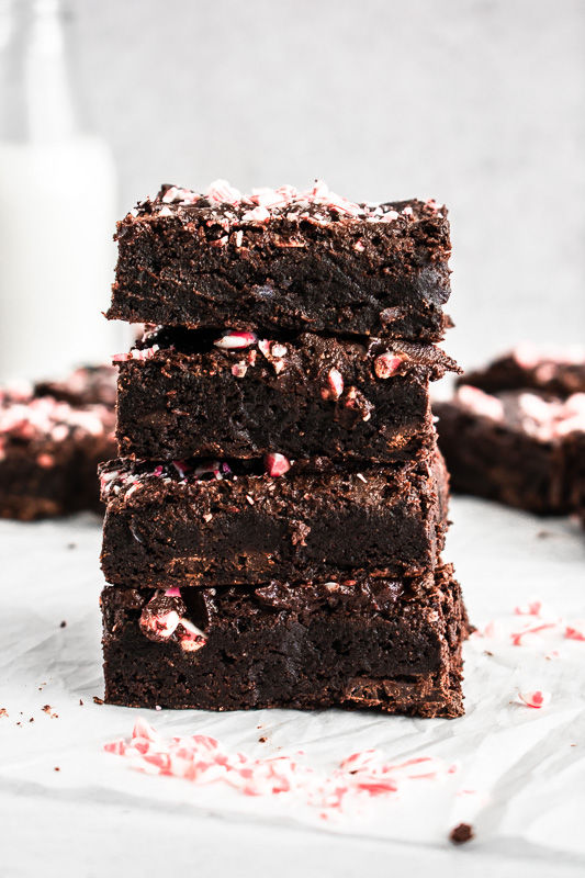 A stack of peppermint brownies