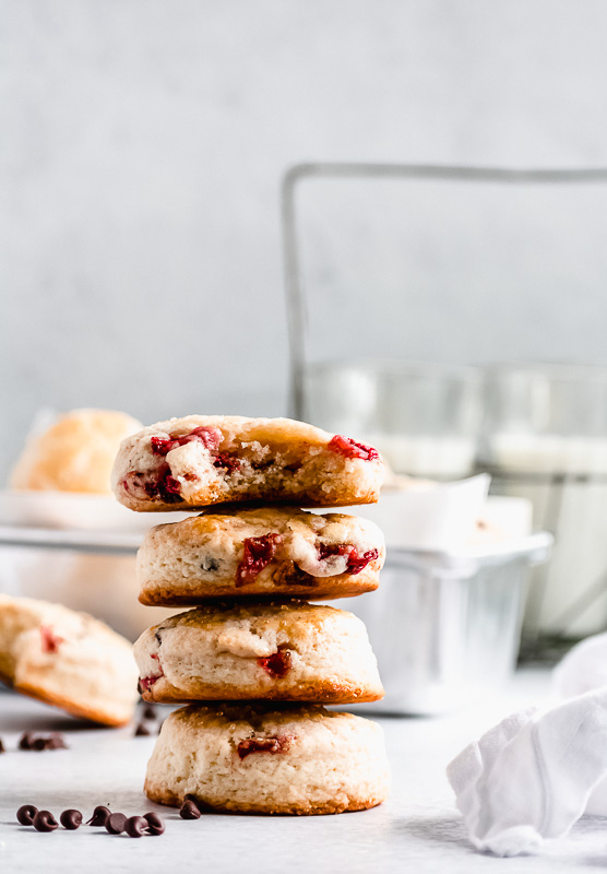 Stack of roasted strawberry scones