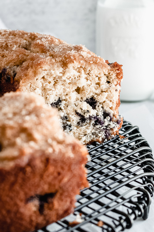 Blueberries in blueberry muffin cake