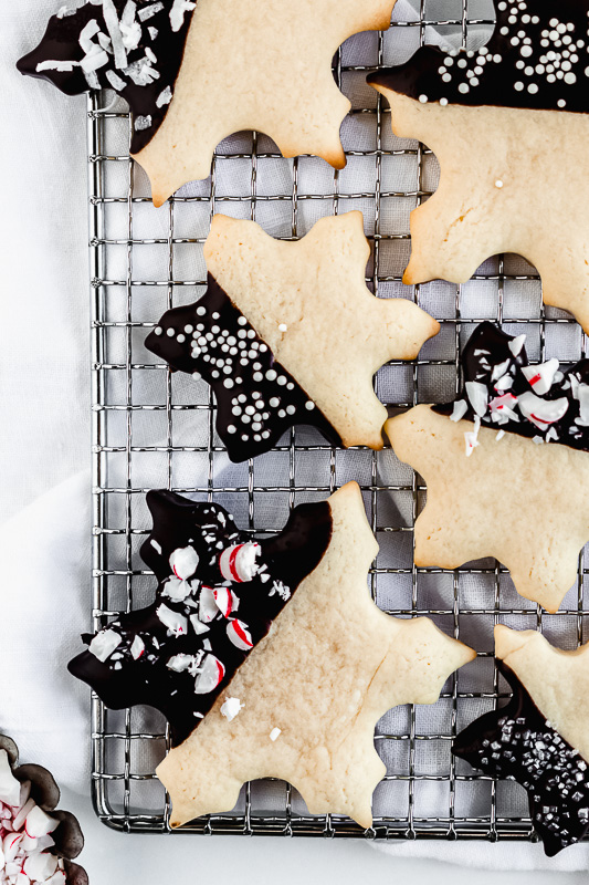 Small batch snowflake sugar cookies on a wire rack